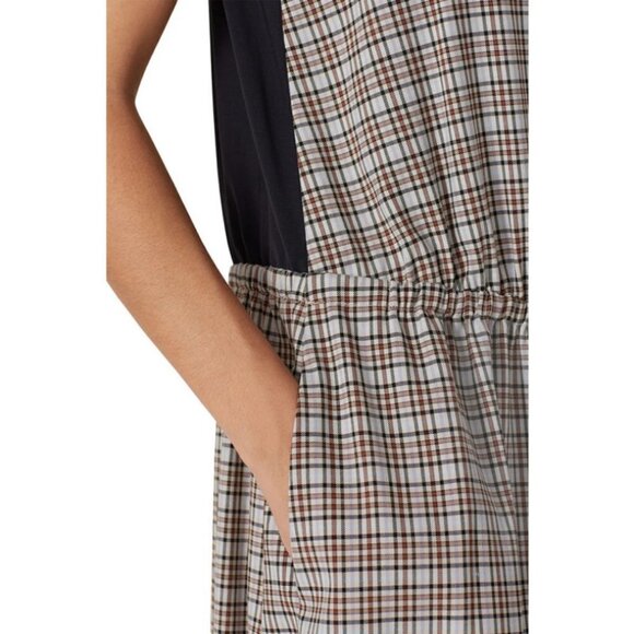 💕TIBI💕 Sana Check Colorblock Sleeveless Midi Dress Recycled Wool Blend Shift 6 - Picture 8 of 16